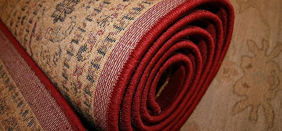 This image shows a rolled-up carpet.